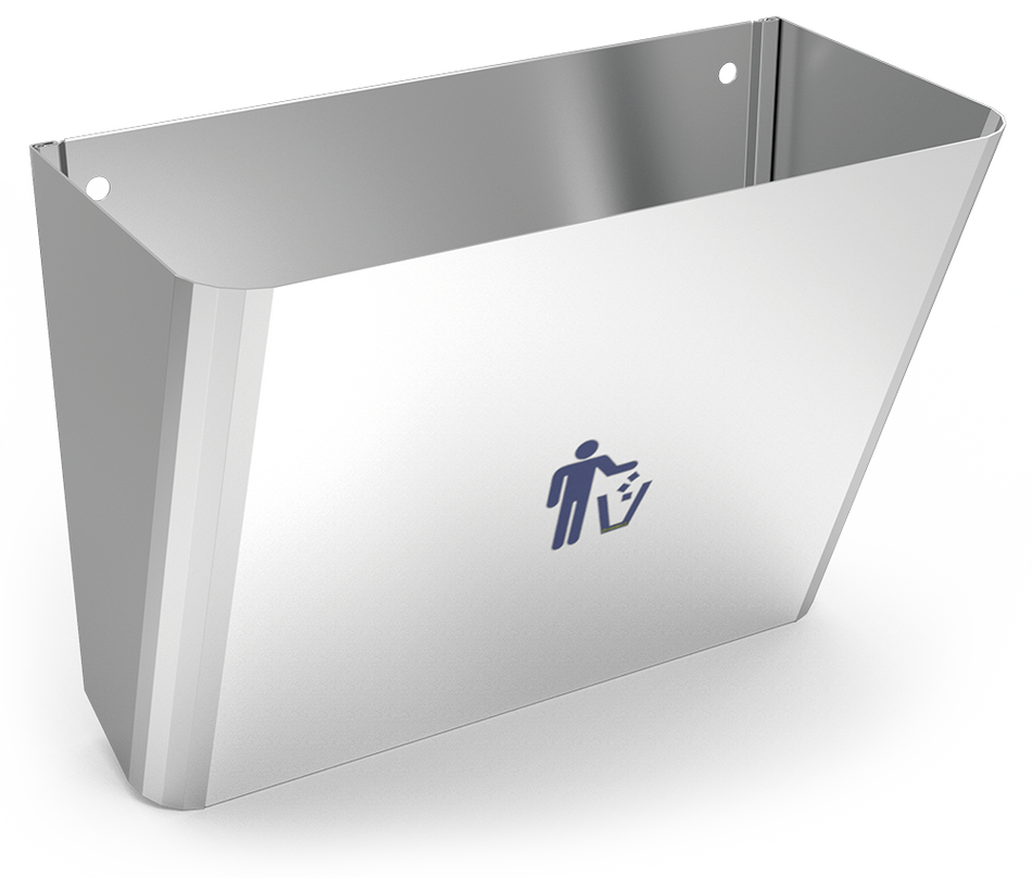 Corbeille á papier inox et distributeur de sacs en papier