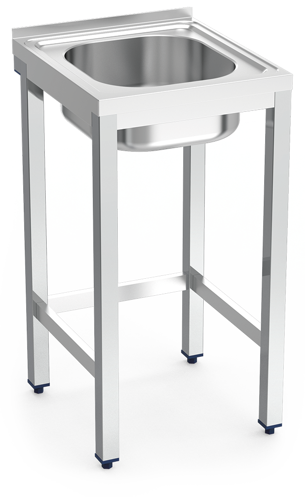Lavello in acciaio inox su gambe senza mensola sotto serie 500 1 vasca