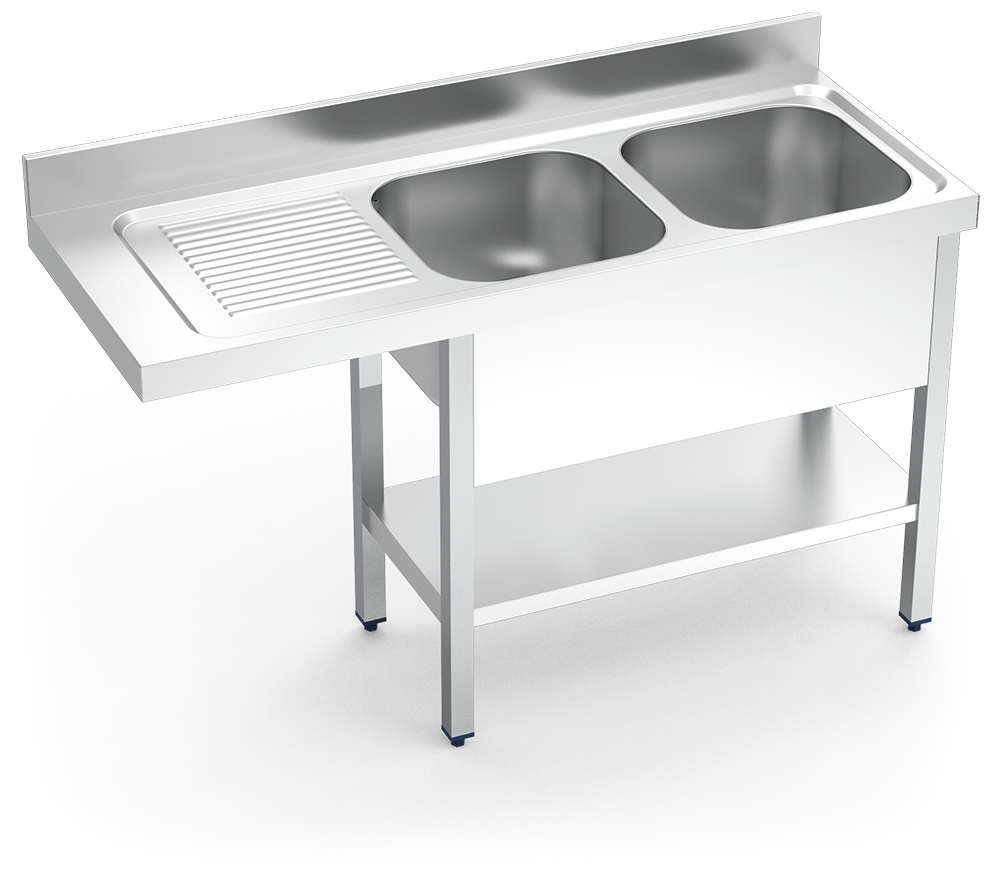 Sink unit in stainless steel for dishwasher 700 series tanks