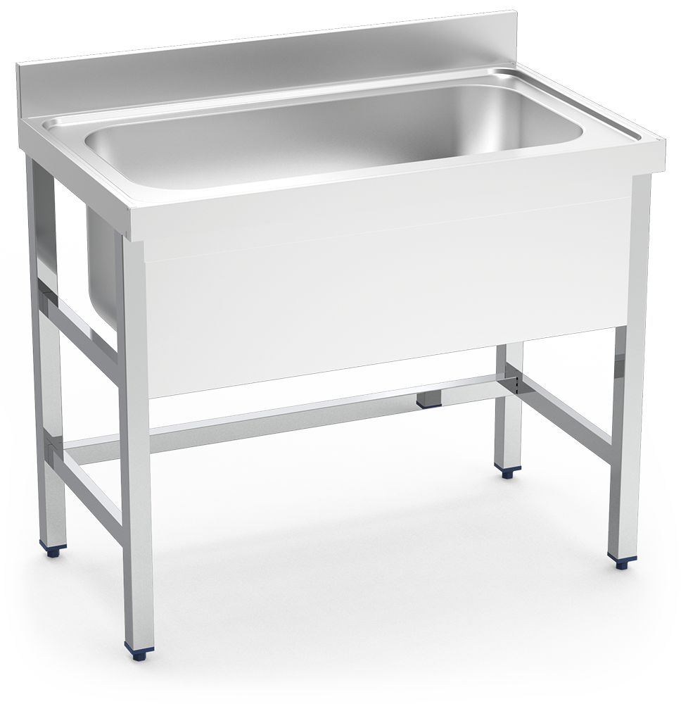 Plonge inox sur pied sans étagère basse