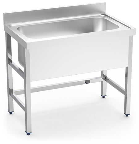 Plonge inox sur pied sans étagère basse