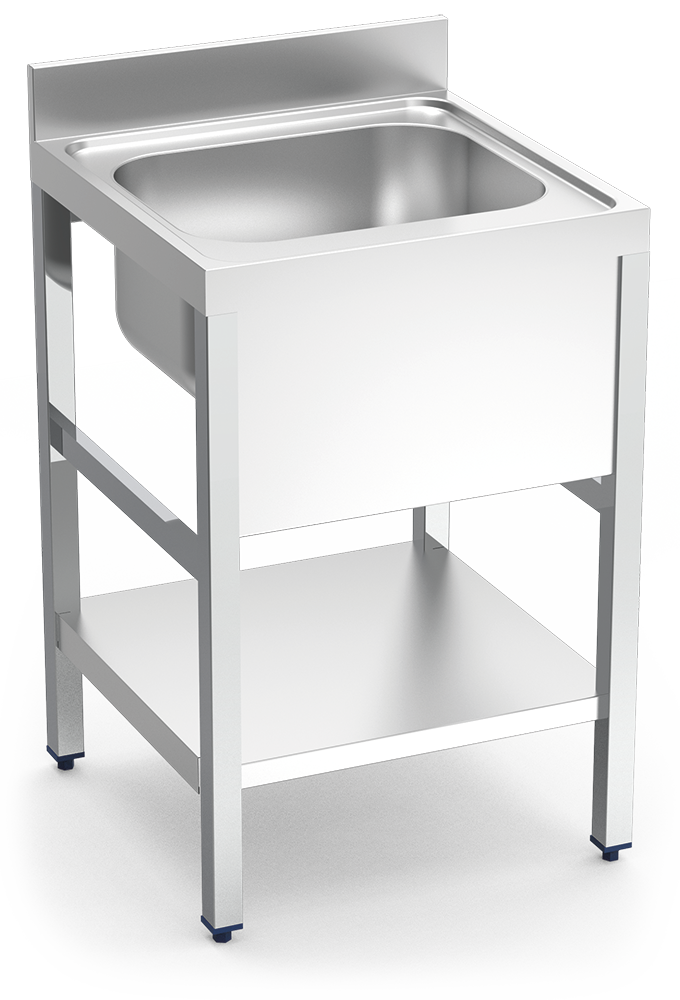 Plonge inox sur pieds avec étagère dessous série 600 1 bac