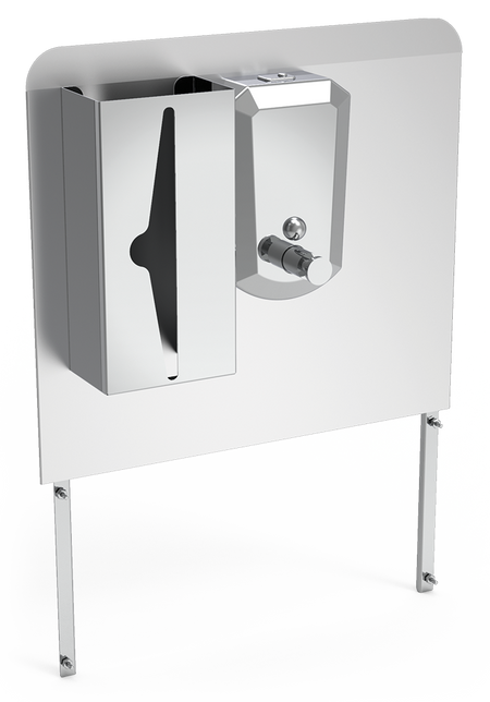 Dosseret inox, porte-savon et dispensateur de tissues pour lave-mains autonome
