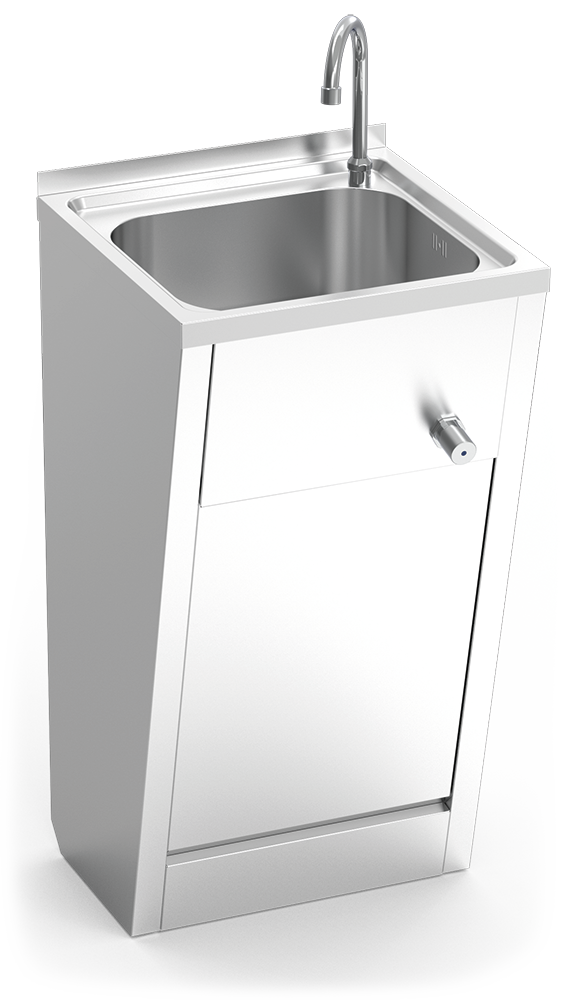 Lave mains inox sur pied normal commande