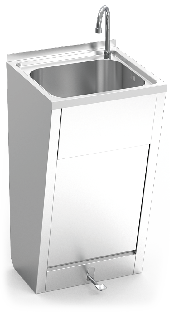 Lave mains inox sur pied normal à pédale