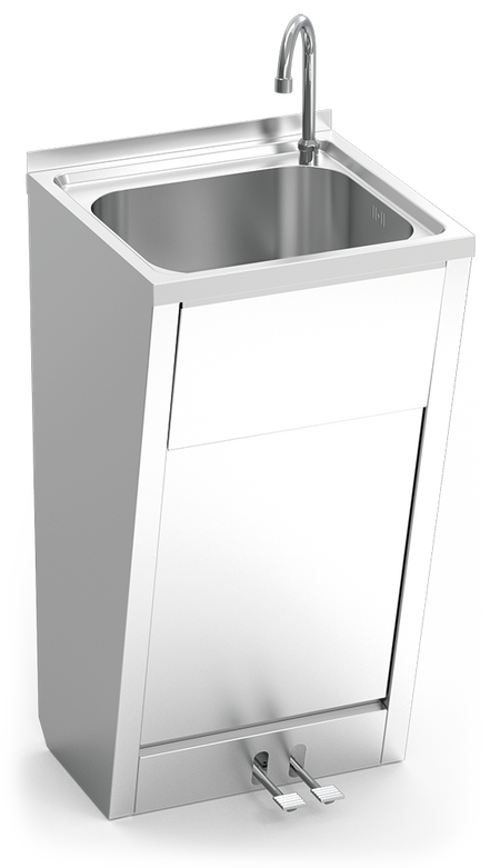 Lave mains inox sur pied normal à 2 péda