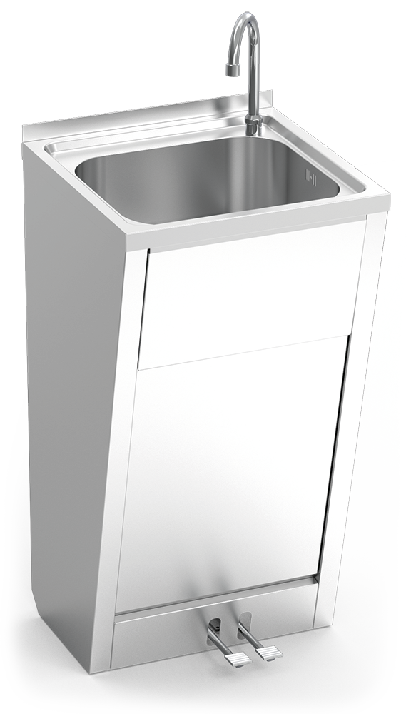 Lave mains inox sur pied normal à 2 péda