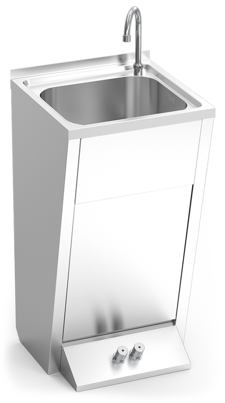 Lave mains inox sur pied, deux commandes