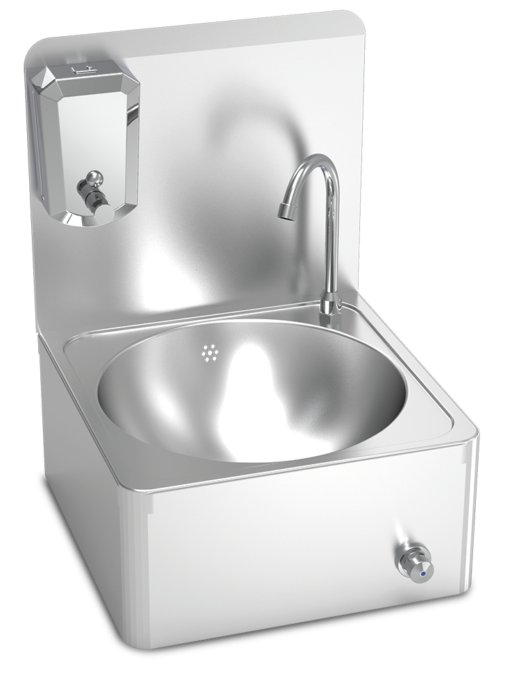 Lavabo Sur Pied Autonome En Inox - Modèle XS-E 350x300x850 Mm - Portable, Avec Bouton Poussoir - Pour Extérieur/atelier