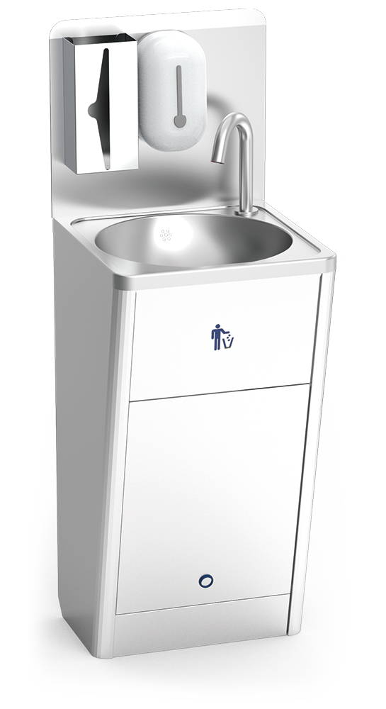 Lavabo in acciaio inox su piede integrale elettronico