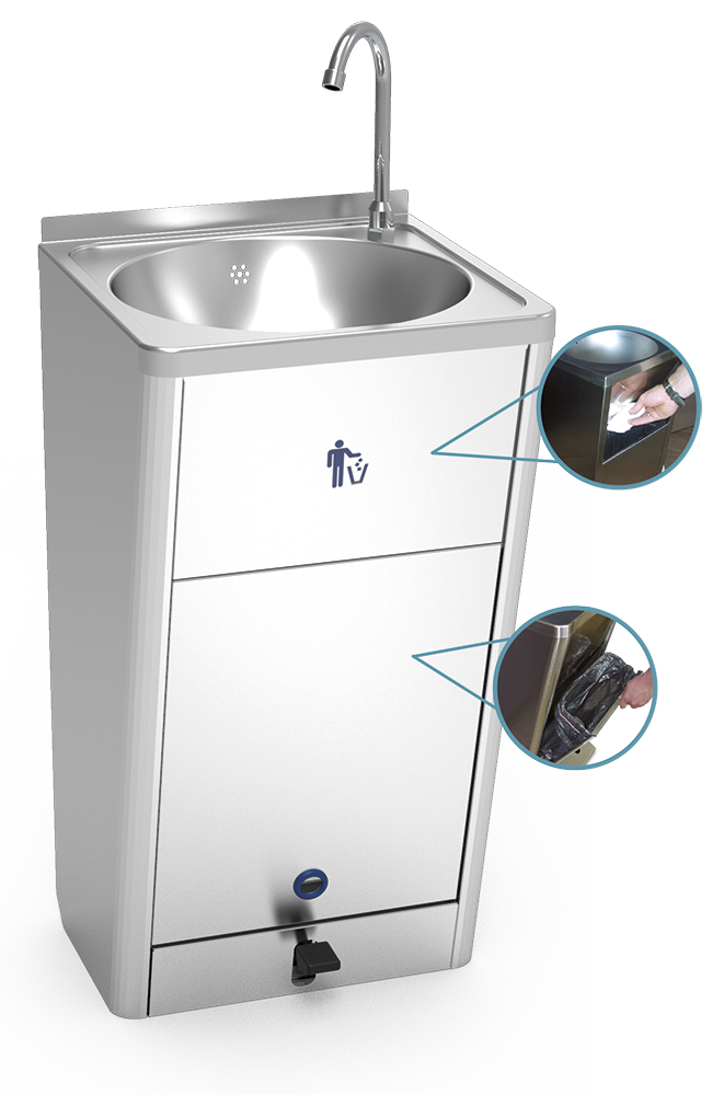 Lavandino autonomo in acciaio inox a grande portata