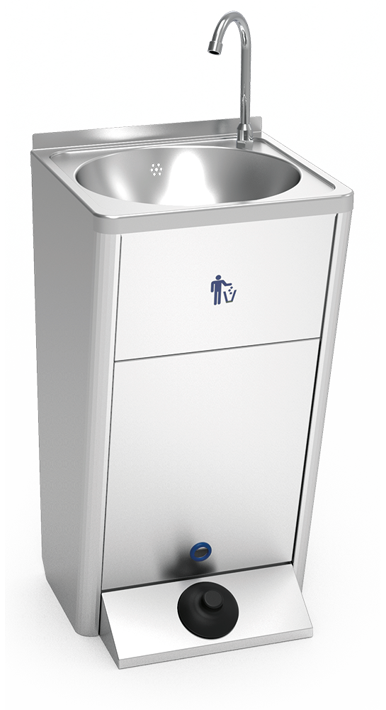 Lavabo autonomo in acciaio inox su piede e portatile