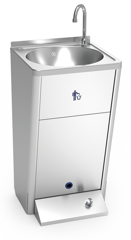 Lave-mains autonome électrique avec batterie, un poussoir, eau froide