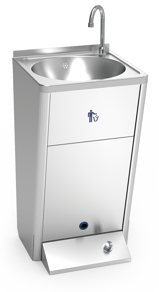 Lave-mains autonome électrique avec batterie, un poussoir, eau froide