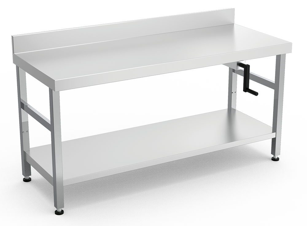 Table inox avec élévateur hydraulique