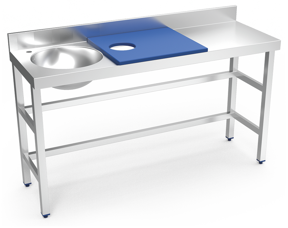 Stainless steel preparation and cleansing table 1500 mm blue
