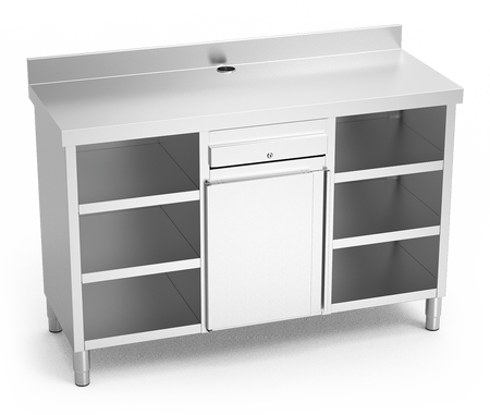 Meuble inox pour cafetière double. Sous armoire à café.