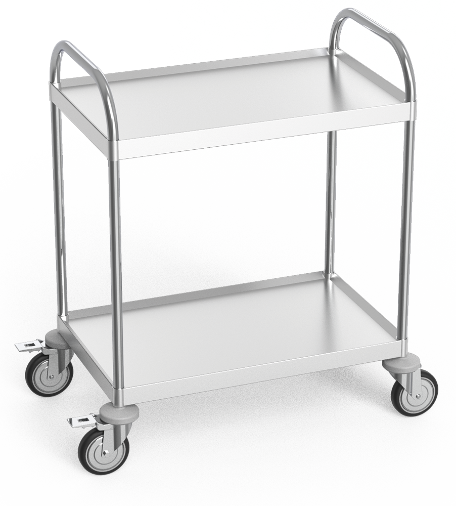 Chariot de service inox avec deux étagèr