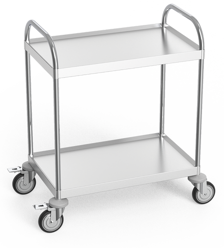 Chariot de service inox avec deux étagèr