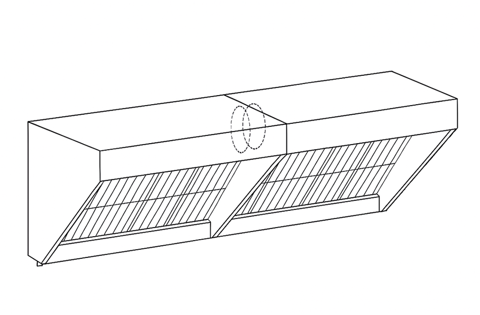 Wall-mounted stainless steel exhaust hood