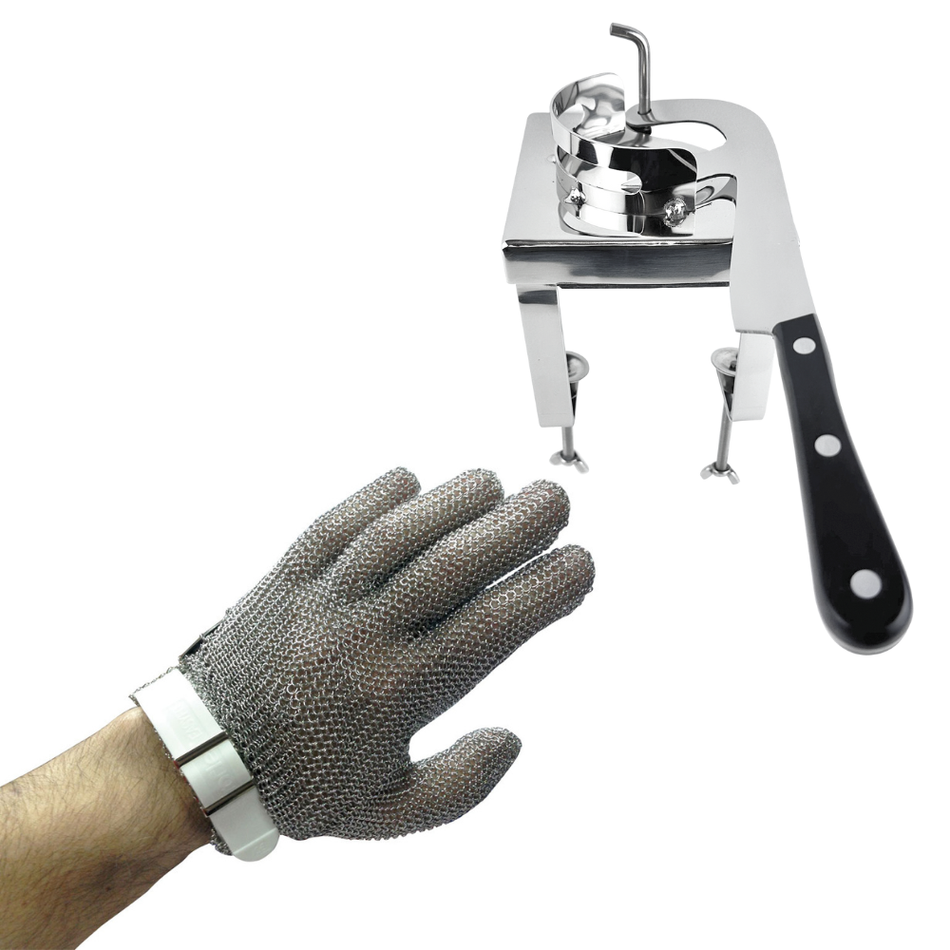 Set de gant en maille inox et ouvre huîtres professionnel
