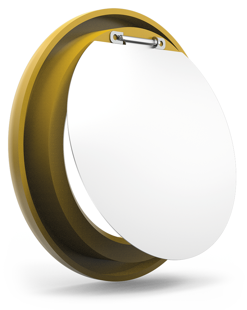 Cercle jaune avec trappe battante pour conteneur de recyclage