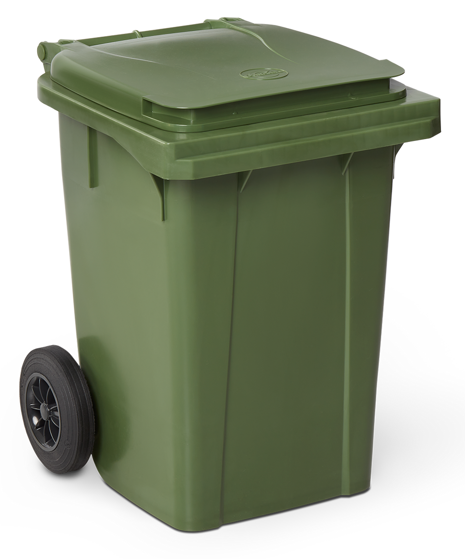 Conteneur à ordures avec couvercleet roulettes dim verte 60 lts.