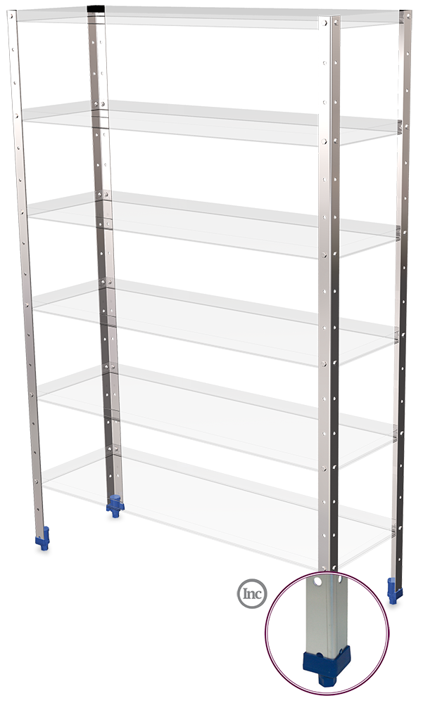Montant inox vertical pour rayonnages modulaires