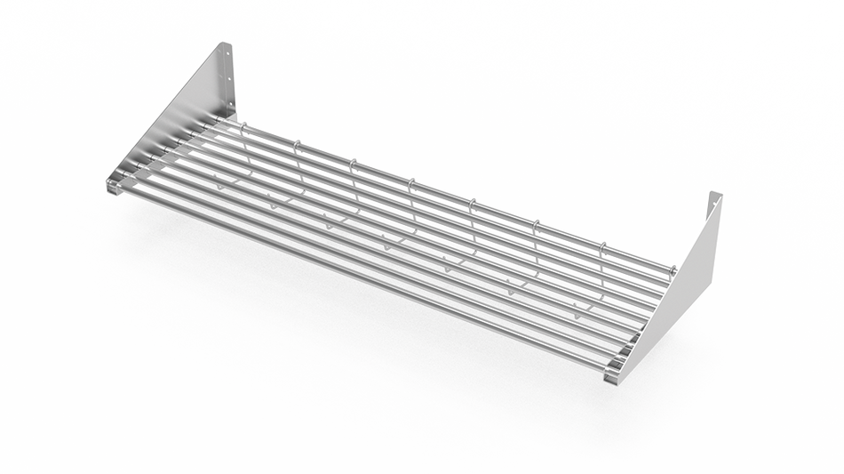 Étagère murale inox porte-barquettes alimentaires