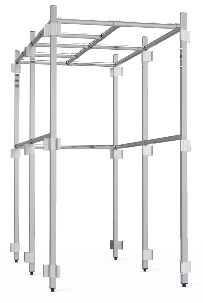 Stainless steel central column for cold room hanging system with tubes
