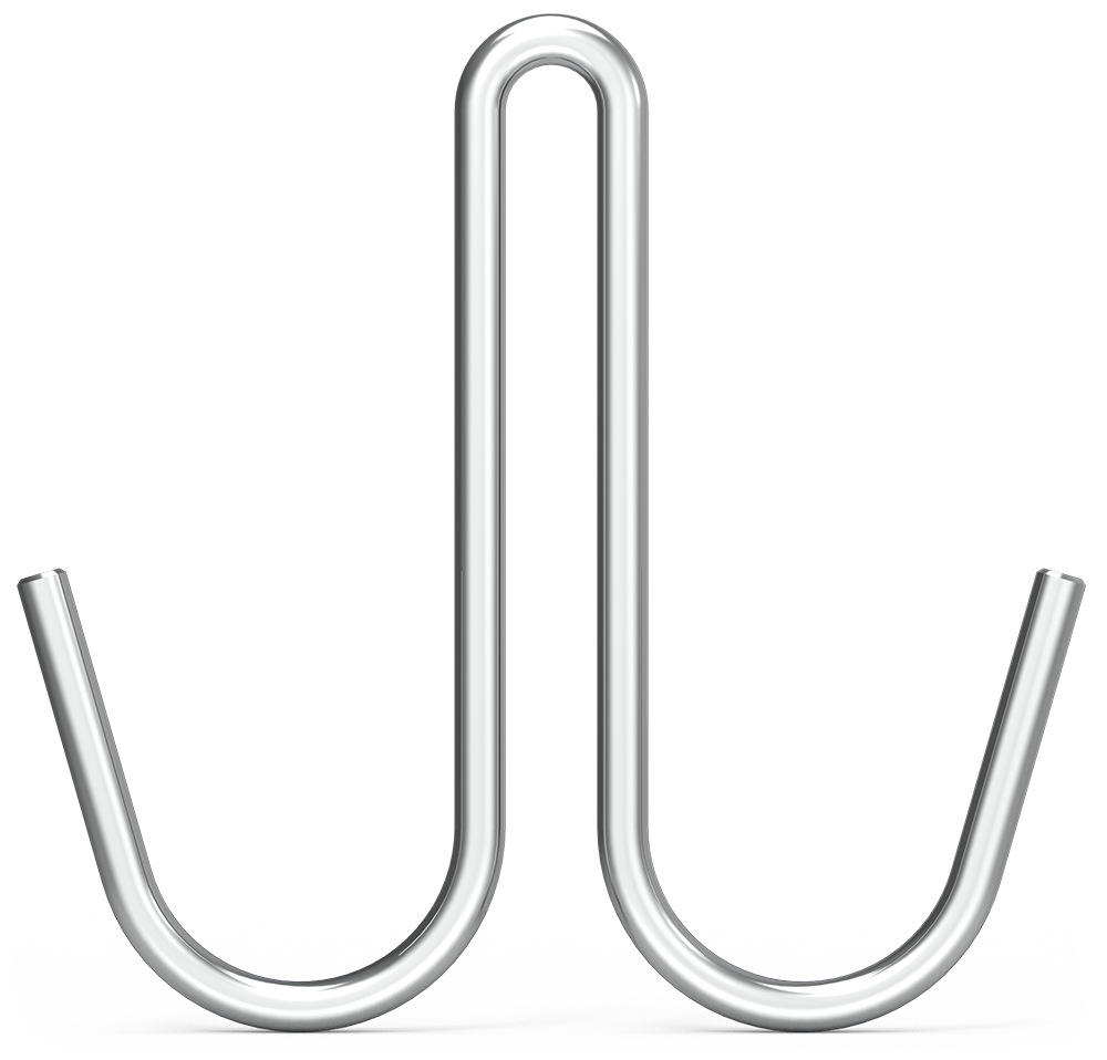 Crochet inox en forme de tige "J" double