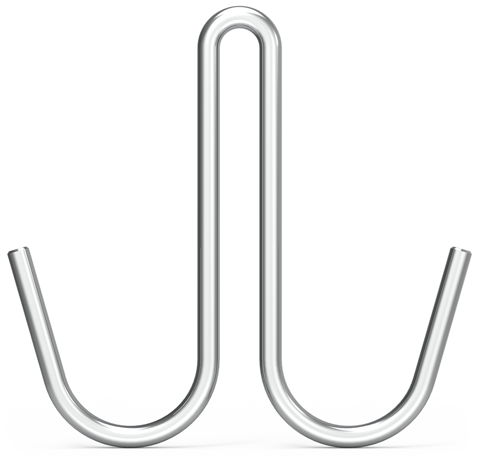 Crochet inox en forme de tige "J" double