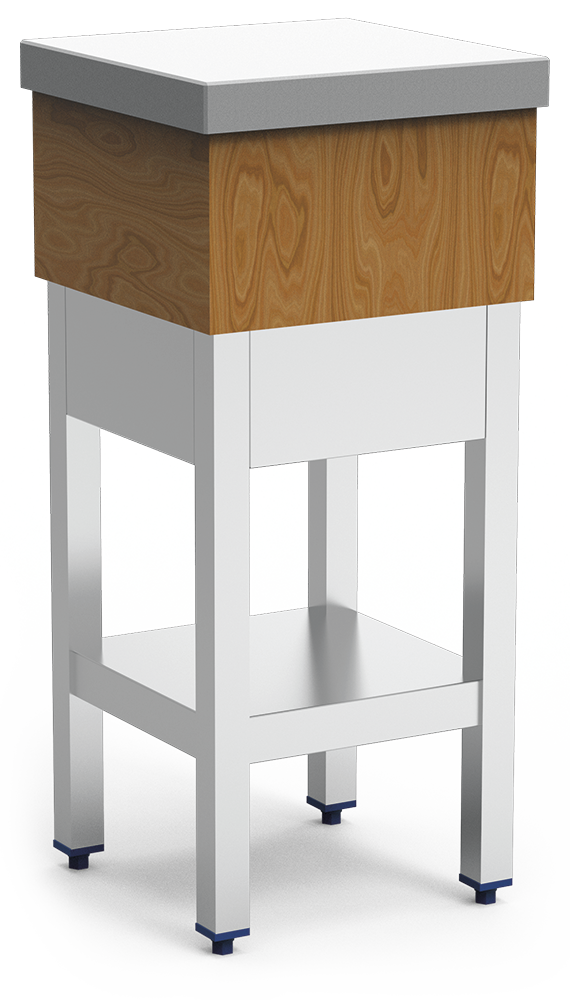 Billot de boucher inox en bois et polyéthylène blanc