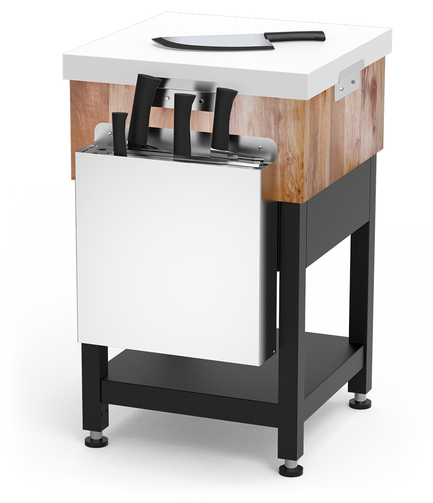 Billot avec système de levage et porte-couteaux intégré Série Black