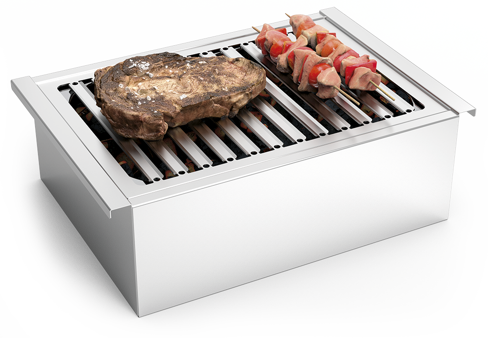 Barbecue inox de table portable professionnel au charbon