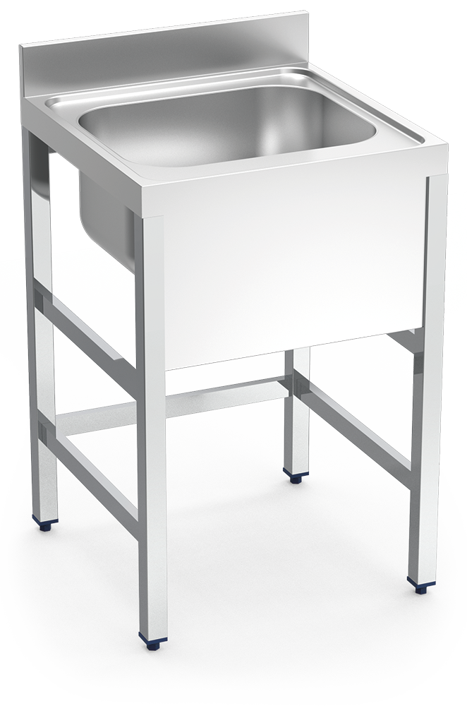 Plonge inox sur pied sans étagère basse