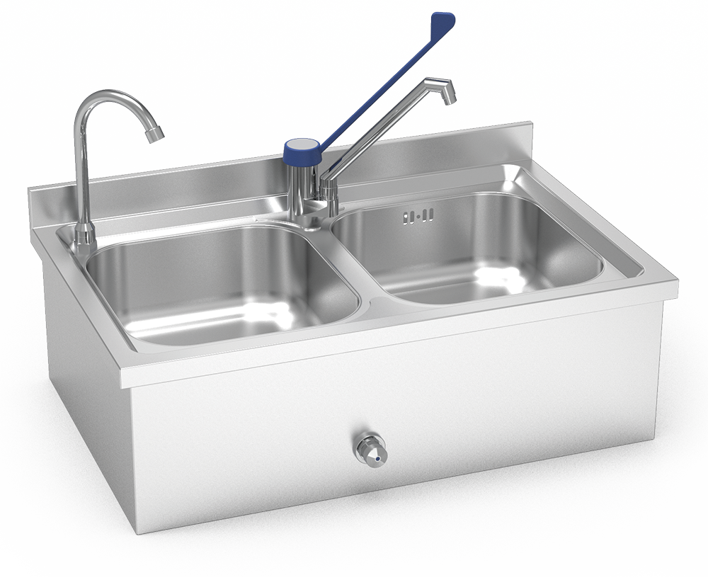 Ensemble de lave-mains et plonge inox, 2
