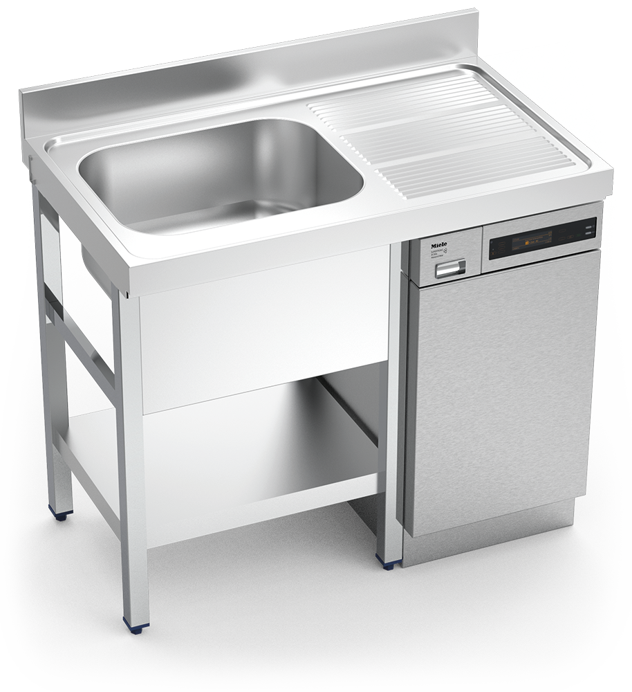 Sink unit in stainless steel for dishwasher 700 series 1 tank 1 right drain-board