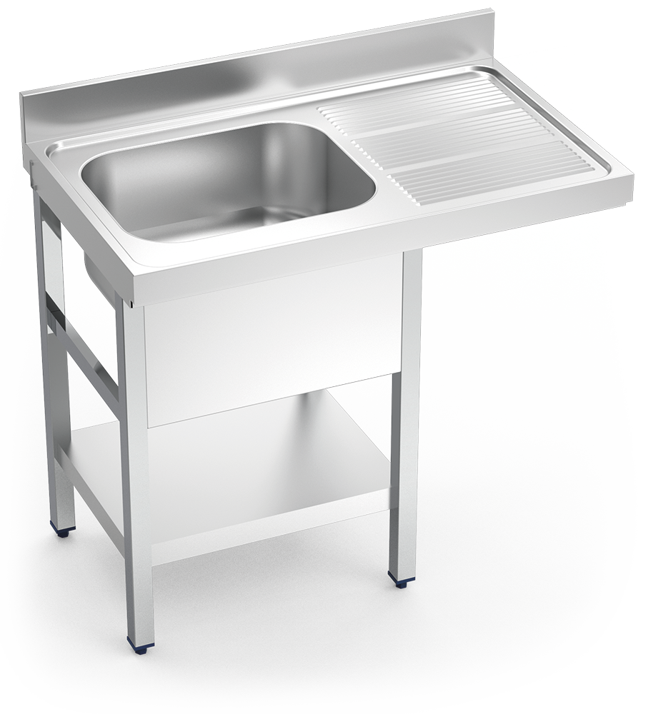 Sink unit in stainless steel for dishwasher 700 series 1 tank 1 right drain-board
