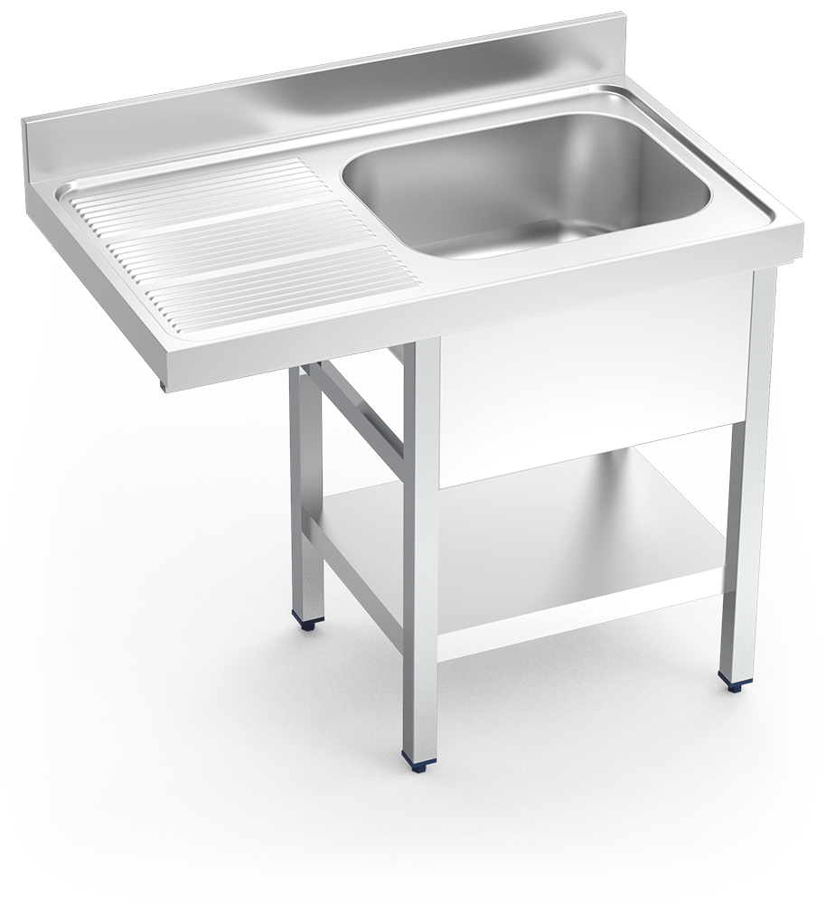 Sink unit in stainless steel for dishwasher 700 series 1 tank 1 left drain-board