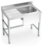 Plonge inox professionnelle 1 bac égouttoir à gauche. Largeurs = 600 et 700 mm