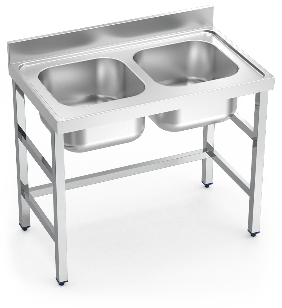 Hängendes Spülbecken aus Edelstahl ohne Unterregal Serie 600 2 Becken