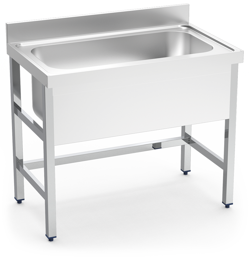 Plonge inox sur pied sans étagère basse