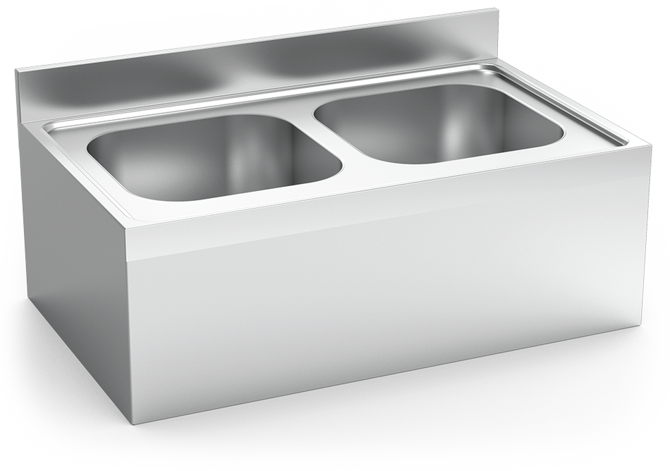 Edelstahlhängendes Becken mit Verkleidung Serie 700 2 Becken