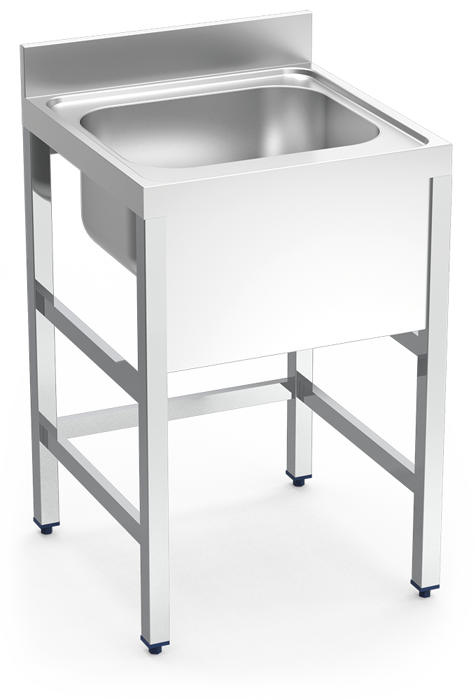 Edelstahlspüle auf Beinen ohne Ablage unter Serie 700 1 Tablett
