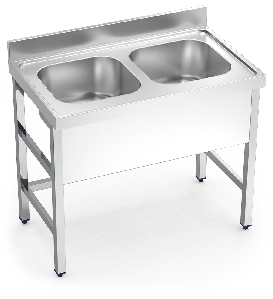 Hängendes Spülbecken aus Edelstahl  ohne Unterregal Serie 700 2 Becken 1 vollständige Verkleidung