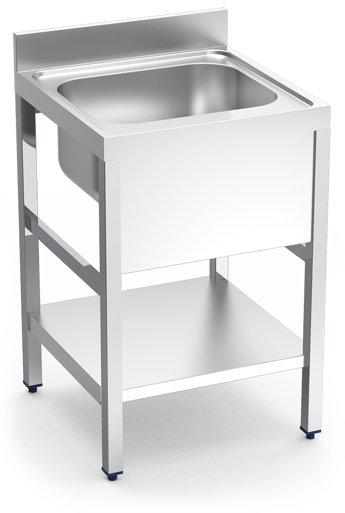Hängendes Spülbecken aus Edelstahl  mit Unterregal Serie 700 1 Becken