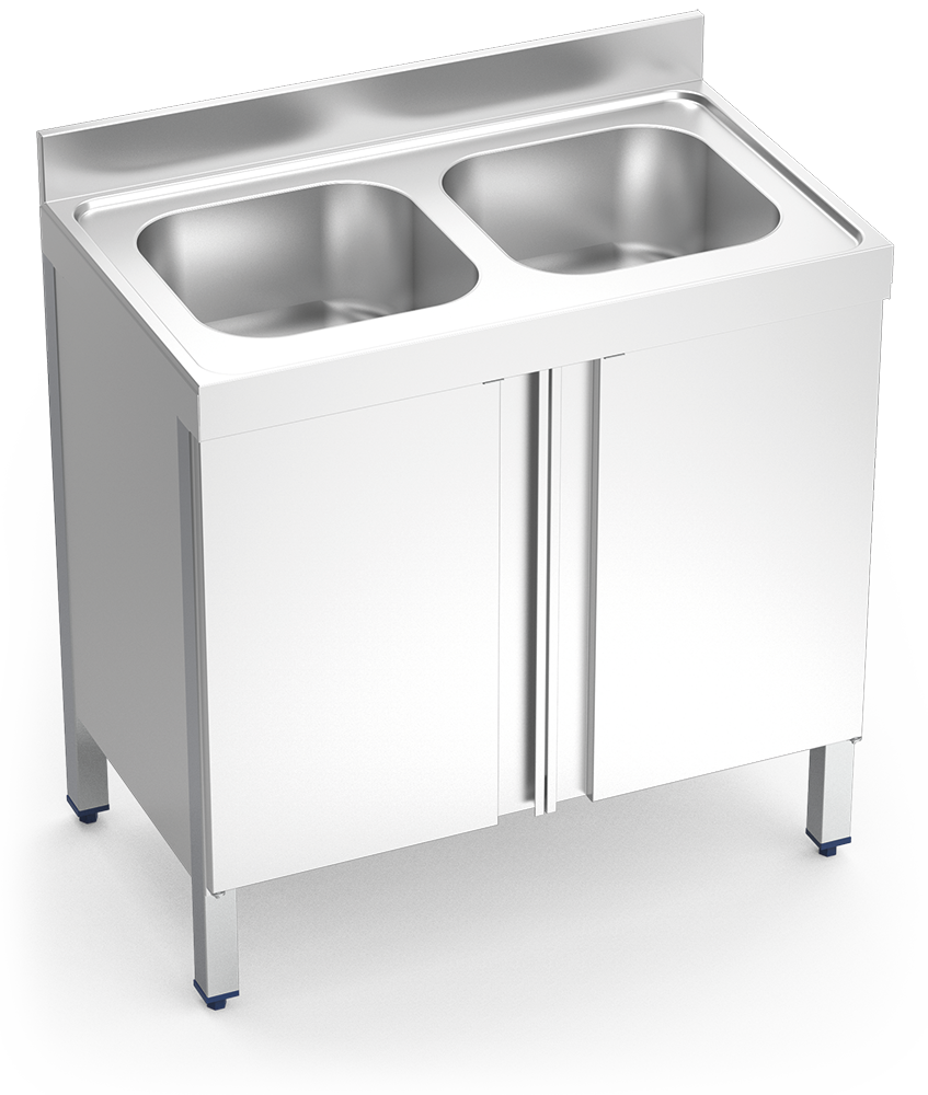 Edelstahl-Spüle mit Flügeltüren Serie 700 2 Becken