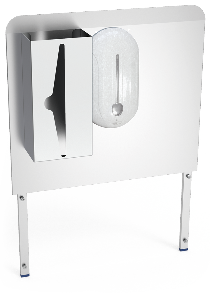 Dosseret inox postérieur pour lave-mains autonome avec distributeur de savon automatique