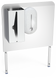 Rückseitige Edelstahl-Aufkantung für freistehendes Handwaschbecken mit automatischem Seifenspender